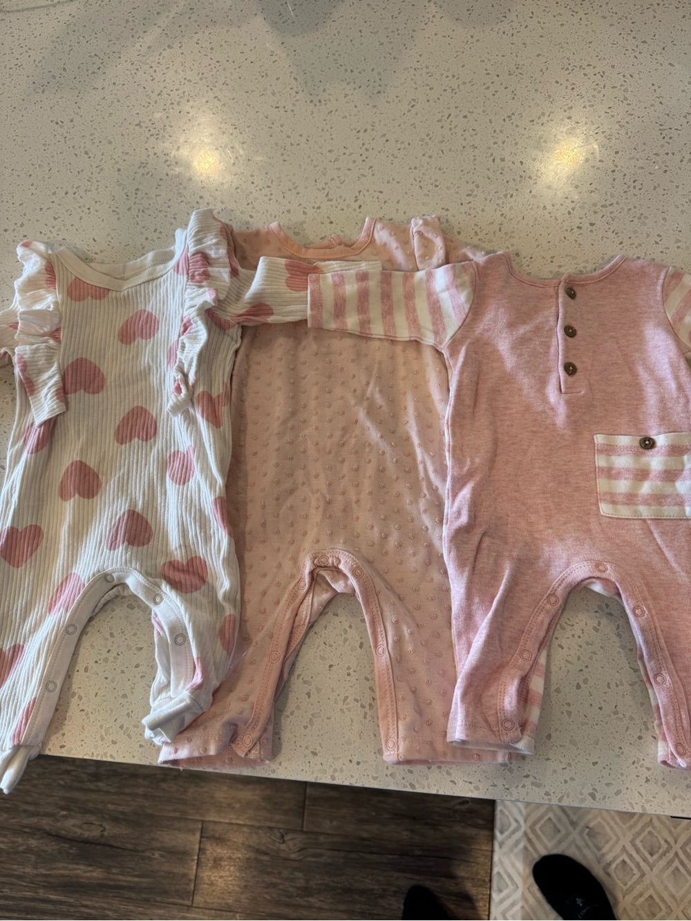 Pink and White Baby One-Piece rompers Trio